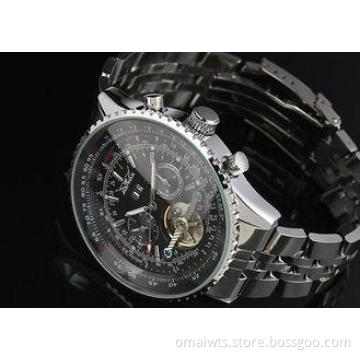 Steampunk Skeleton Tourbillon Automatic Watch Silver , Stai